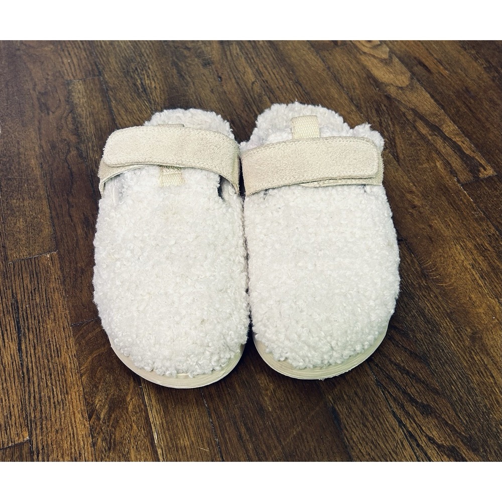 SOREL Viibe Faux Shearling Clogs cozy cream fleece upper Adjustable Strap 7.5 - Picture 3 of 8